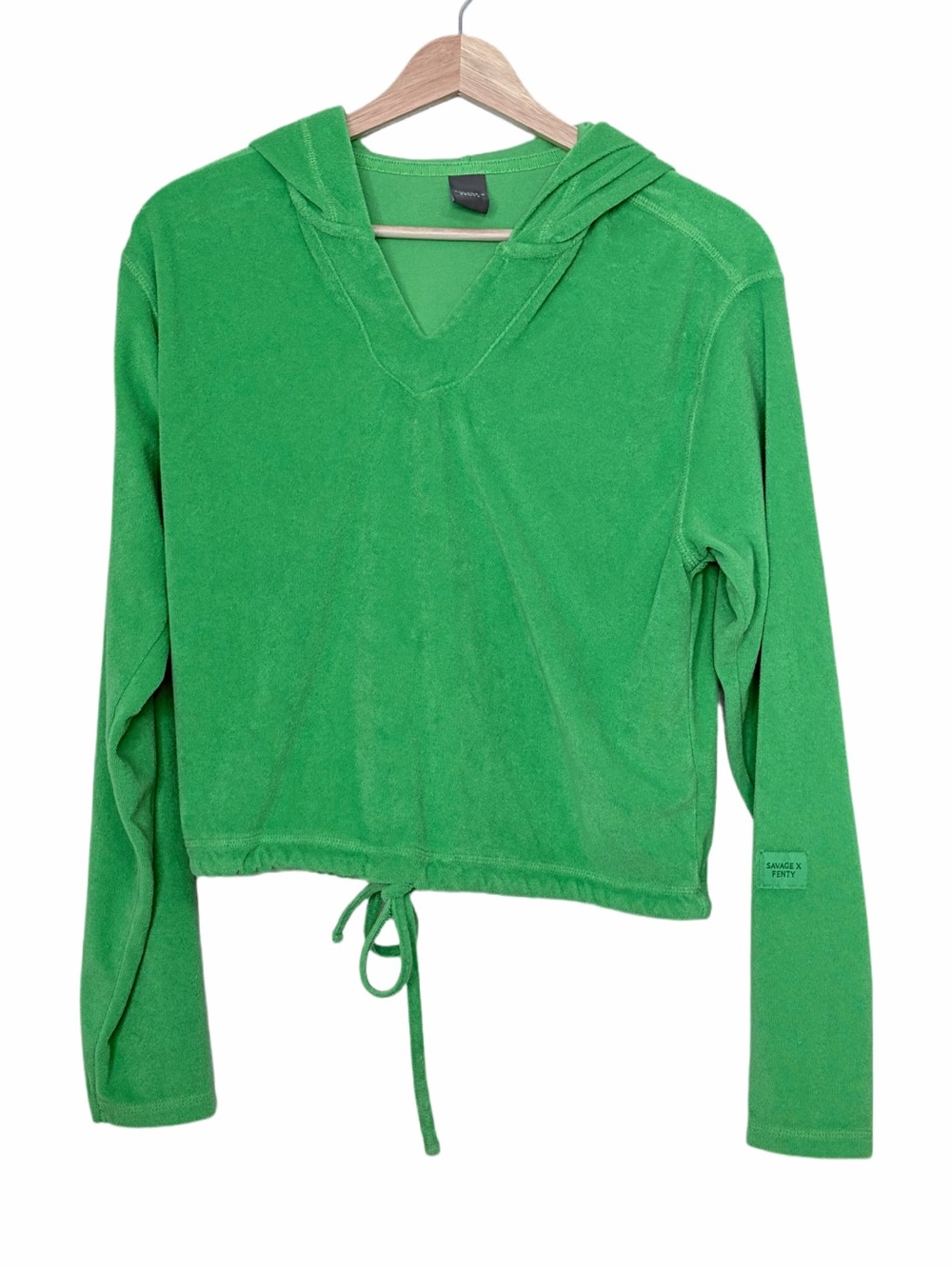 Savage X Fenty Green Terry Cloth Cropped Hoodie Top Size 4 - 6